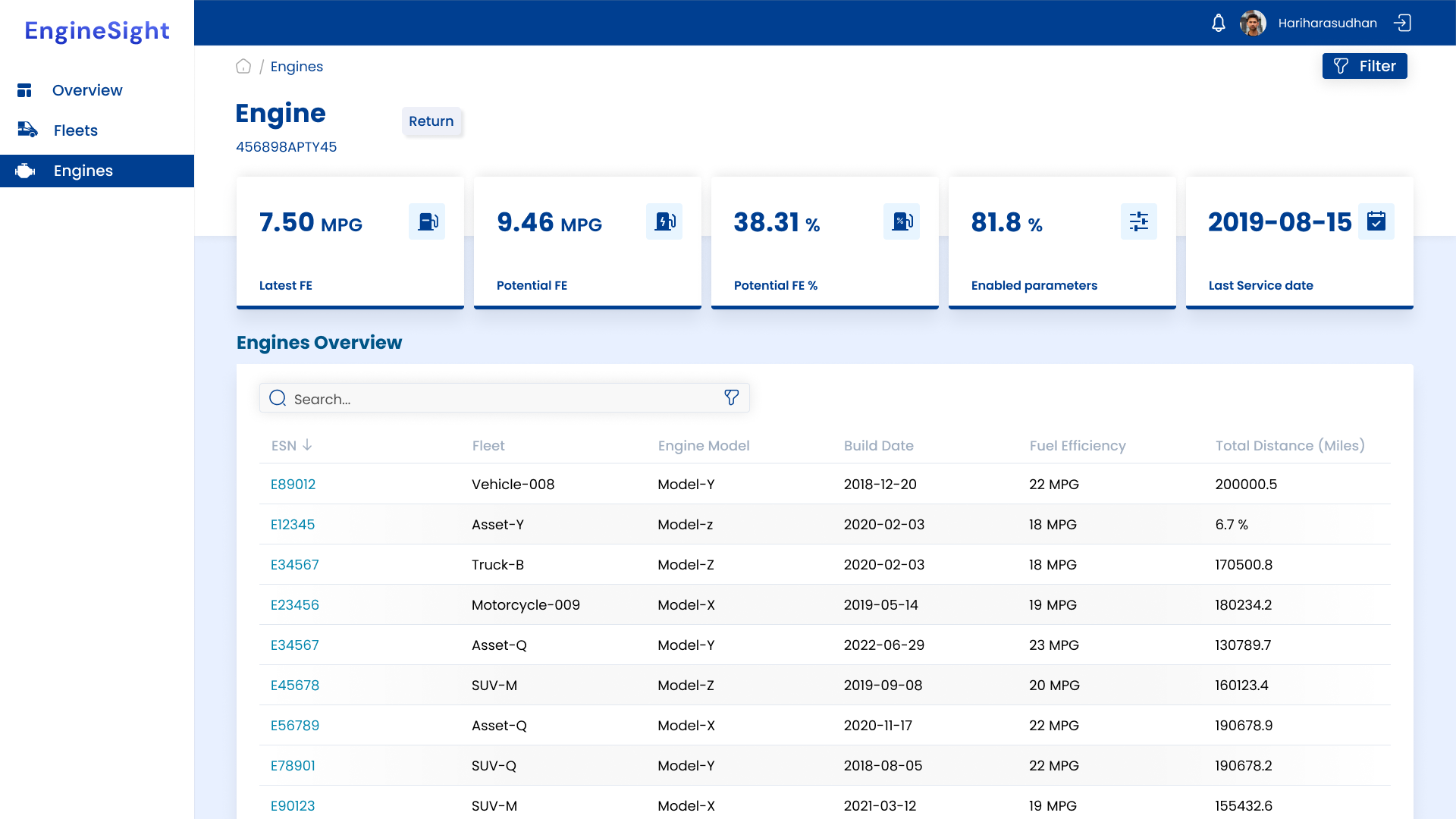 EngineSight — Fleet & Engine Performance Dashboard image 3